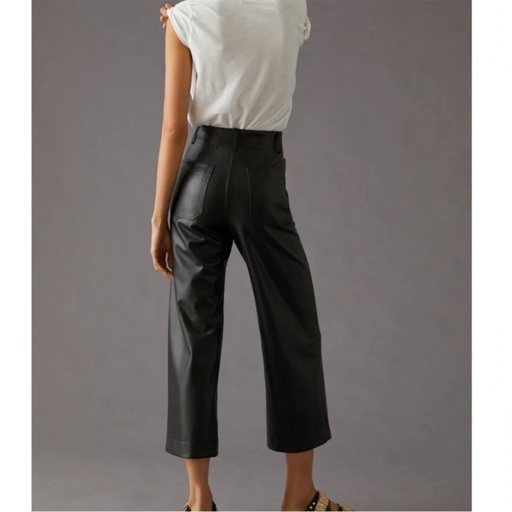 Maeve Anthropologie The Colette Faux Leather Cropped Pants - Picture 2 of 5